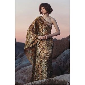 Mac Duggal Luxury Velvet One-Shoulder Maxi Dress